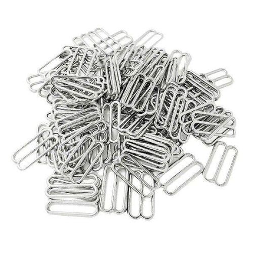 100 Pieces Metal Silver Bra Strap Adjuster Slider Hook Fig