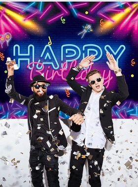 Fluorescence Backdrop Happy Birthday Party Decorations Kids