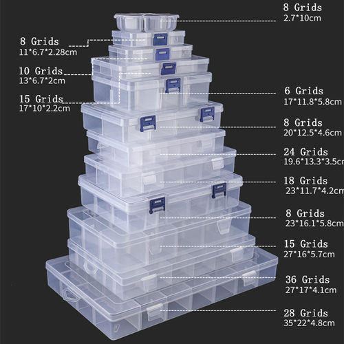 Adjustable 3-36 Grids Compartment Plastic Storage Box Jewelr
