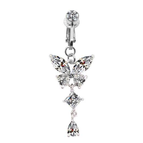 Faux Fake Belly Butterfly Fake Belly Piercing Heart Clip On