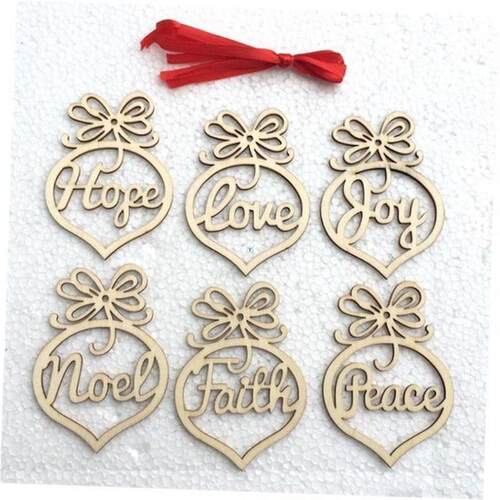 12Pcs Christmas Decorations Wooden Ornament Xmas Tree 圣诞