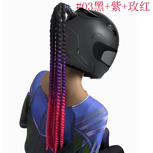 Hollow Ponytail Braids Motorcycle Helmet Dreadlocks Wig Fash