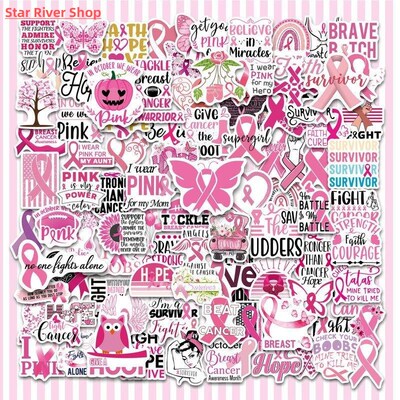 100PCS Pink Ribbon Inspirational Graffiti Stickers For Guita