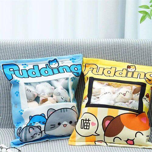 Cute Cat Snack Pillow Pudding Bag Food Toy Mini Animals Ball