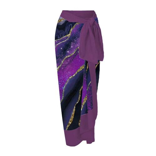 Printed one-piece swimsuit, womens beach skirt, two
