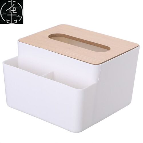 tissue box room paper storage napkin holder 收纳竹盖纸巾盒