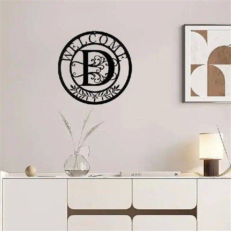 Metal Wall Art Metal Floral Art Wall Artwork Letter - 实物图