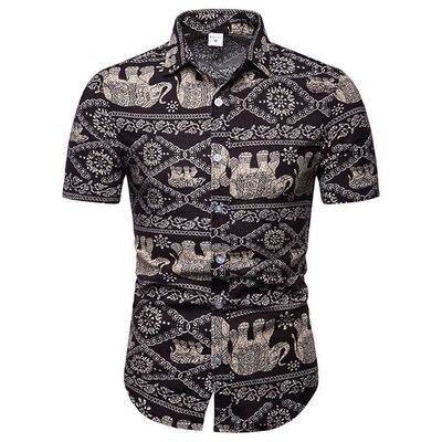 summer mens short-sleeved shirt african style large size be