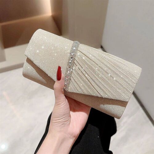 Womens Evening Clutch Bag Luxury Shiny Rhinestone Envelope