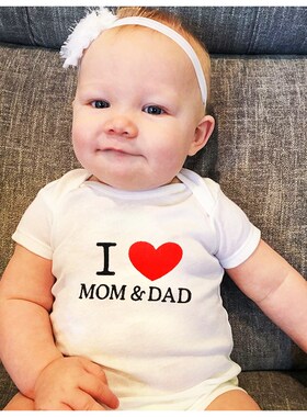 Summer Newborn Infant Baby Clothes I Love Mom & Dad Cute