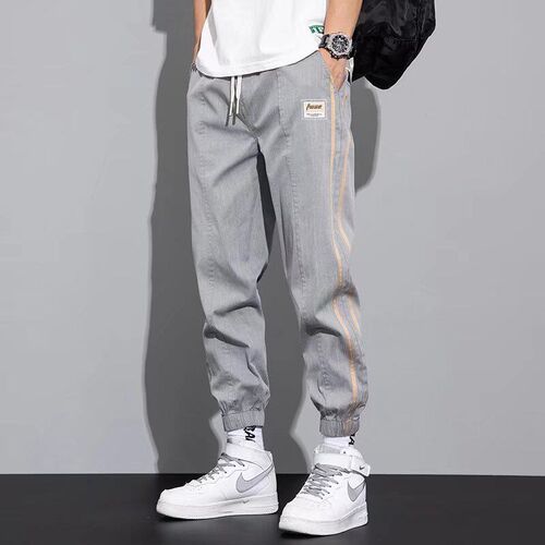 New Tencel Jeans Mens Loose Casual Pants tendy Stitching St