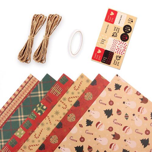 Christmas DIY Wrapping Paper for Gift Box Tree Santa Claus P