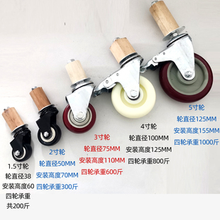 纹衡圆管用万向轮不锈钢操作台货架多层置物架脚轮包胶尼龙耐磨轮