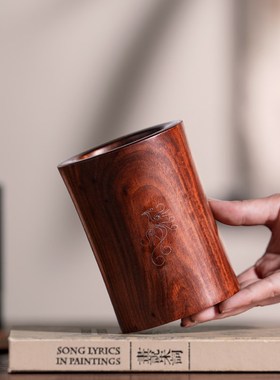 张小凤笔筒摆件手工实木桌面装饰办公室送礼领导老师高级礼物收纳