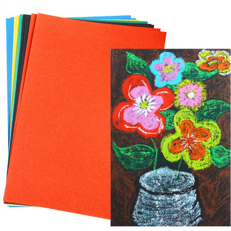 4开8开儿童彩砂纸彩色砂画纸沙画纸 8K 4k 10色油画棒专用刮沙纸