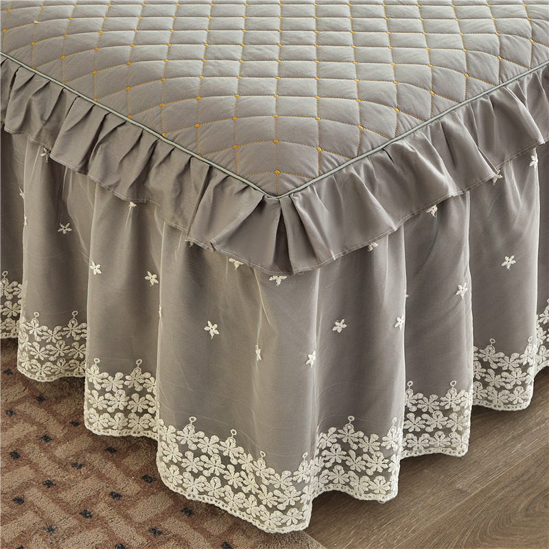 纯棉全棉夹棉床裙式床罩单件纯色防尘保护套1.5米1.8床单床笠公主,床上用品,床裙,淘宝优惠券,粉丝福利购,淘宝优惠卷