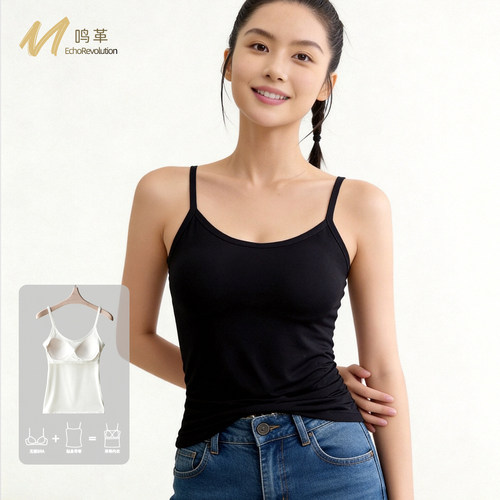 莫代尔带胸垫无钢圈瑜伽吊带背心
