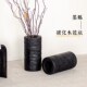 侘寂风黑色实木小口圆花瓶中古干花插花器碳化木复古玄关装 饰摆件