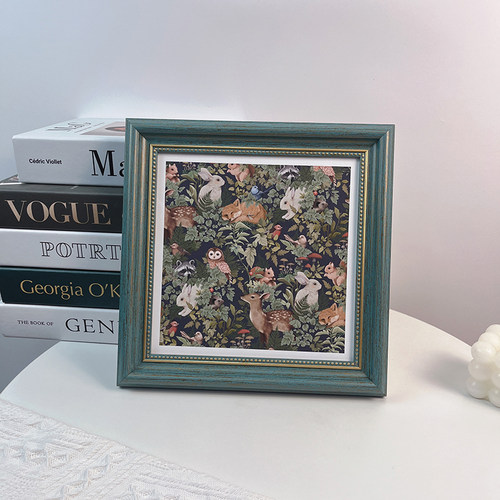 森林欧式油画装饰画客厅卧室饭厅阳台挂画方形复古相框桌面摆件