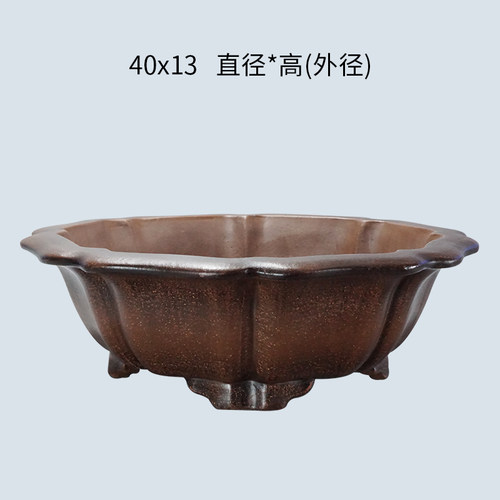 宜兴紫砂精品全手工仿古小号轮盘花盆40cm绿植花卉老桩园艺盆景盆