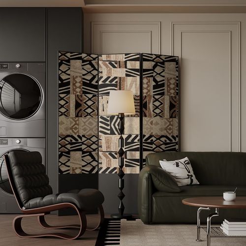 法式复古入户屏风隔断客厅折叠移动遮挡沙发床头背景装饰抽象折屏