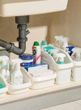 582带滑轮厨房收纳卫生间下水道收纳筐水槽橱柜整理盒桌面收纳盒