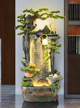 创意假山喷泉流水幕墙风水轮加湿器鱼缸客厅开业乔迁落地摆件