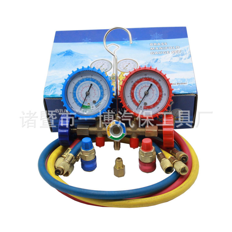 R134A冷媒双表阀加液表空调加氟压力表汽车家用定变频空调压力表