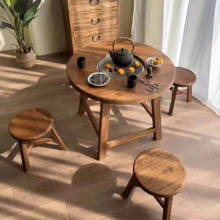 中式老榆木围炉桌茶桌实木家用庭院烧烤桌户外露营餐桌围炉冰茶桌,住宅家具,家用茶台/茶桌,淘宝优惠券,粉丝福利购,淘宝优惠卷