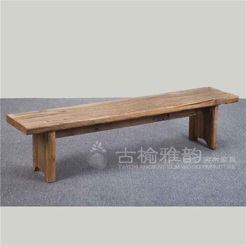 老榆木门板实木长凳复古家用换鞋凳多功能艺术餐厅酒店风化长板凳