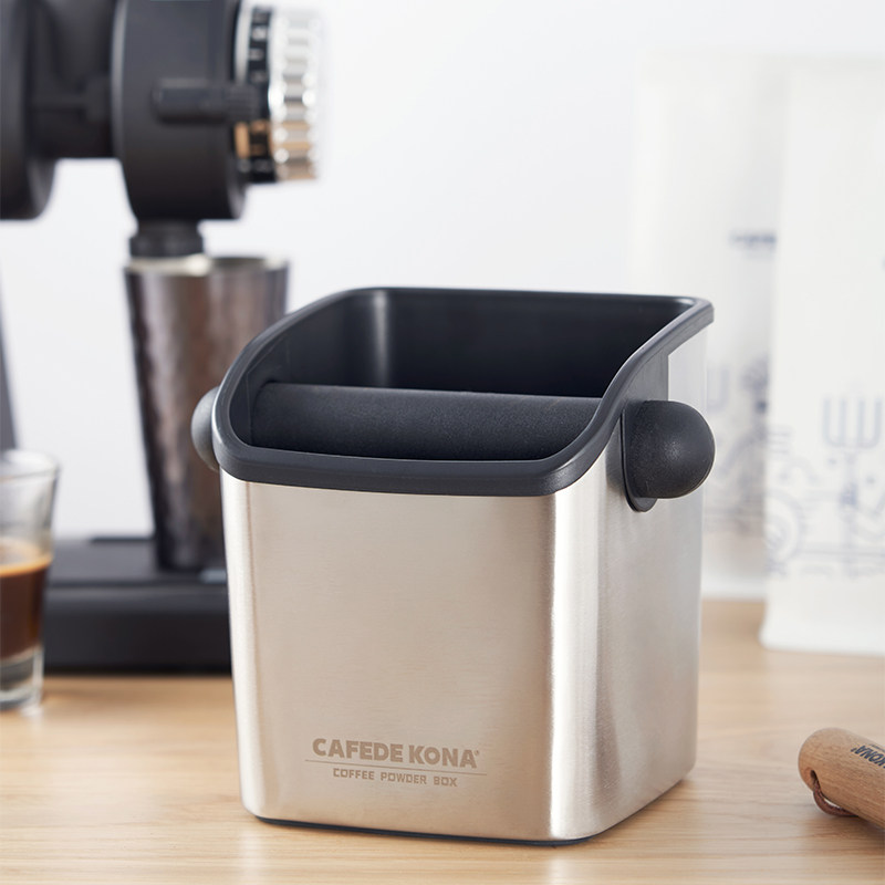 CAFEDE KONA 敲渣桶半自动咖啡机粉渣盒废渣 桌面不锈钢粉渣桶