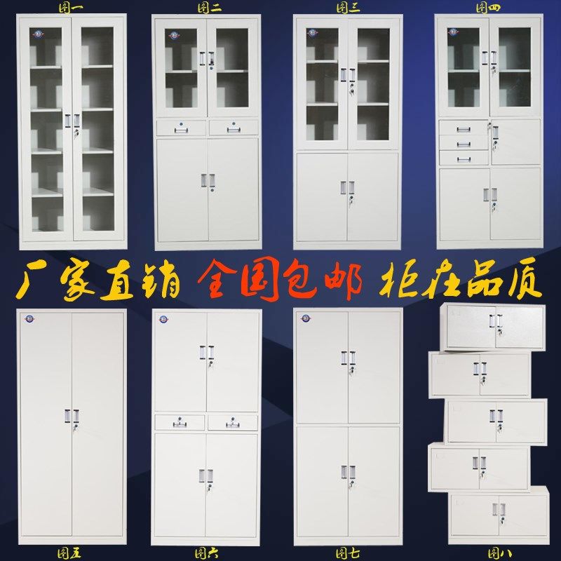 秦皇岛办公室文件柜铁皮柜资料柜档案柜财务凭证柜玻璃书柜带锁储