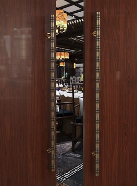 高档酒店会议室实木门拉手仿古现代玻璃门把手包厢推拉门拉手黑色