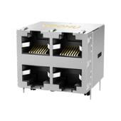 2x2四口rj45网络连接器 千兆rj45集成网口带弹 SYT22Q042HWA4D068