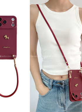 新款2026马年卡通公仔红色壳适用vivox300pro手机壳x200/x100s斜挎式s30promini全包边s20硅胶iqooz9新款x90