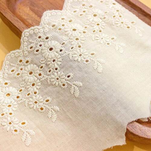 1Y Flower Hollow 11CM Wide Cotton Cloth Lace Trim Fabric Clo