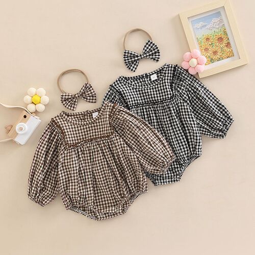 Vintage Autumn Newborn Baby Girls Rompers Clothes Cotton Pla
