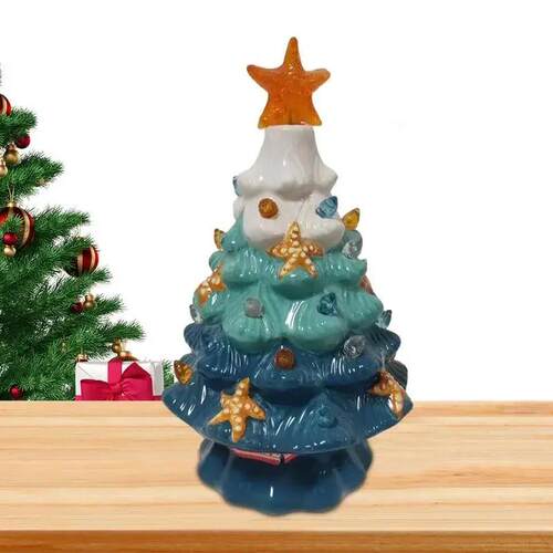Ceramic Christmas Tree LED Tree Lamp Lights Desktop Illumina