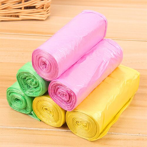 6 thick point cut flat plastic bags with colored garbage bag
