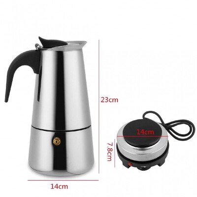 Stainless Moka Coffee Maker Pot Percolator+Electric stove
