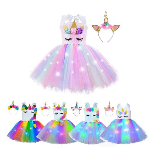 Girl Unicorn Dresses for Girls Tutu Princess Party Dresses w