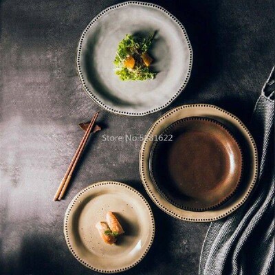 Large Plate Plain Simple Serving Ceramic Plate Western