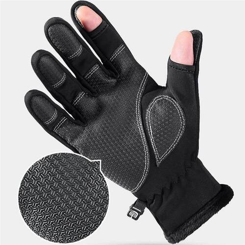 Waterproof Winter Fishing Gloves 2 Finger Flip Windproof Wom