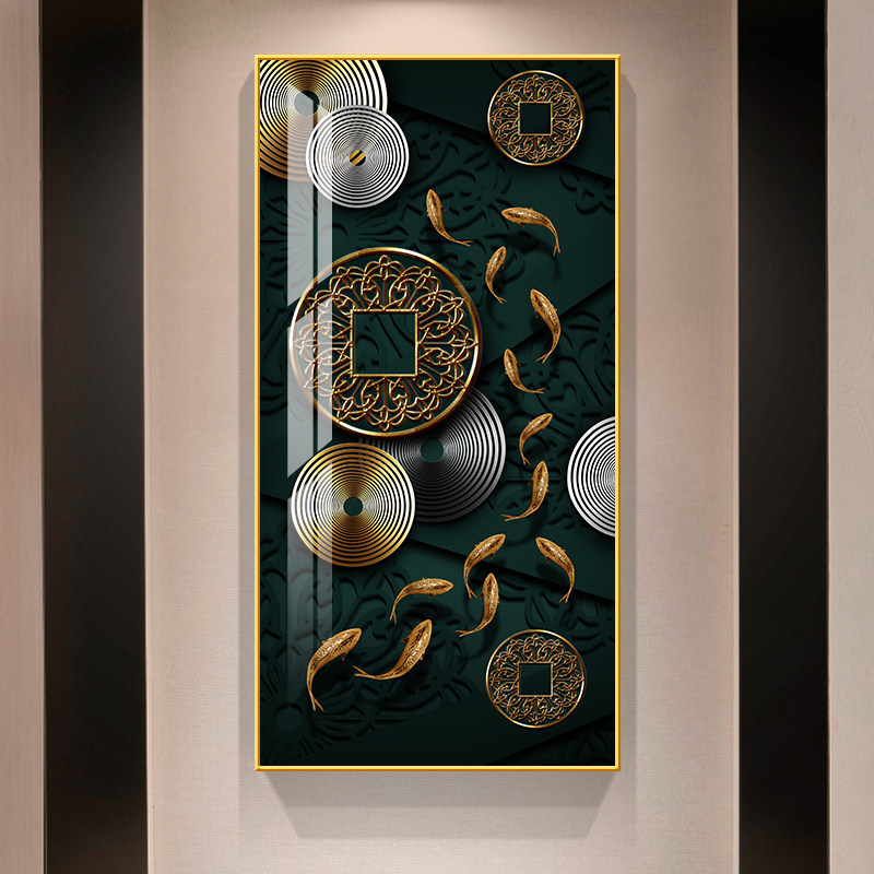 九鱼图入户玄关装饰画竖版九龙鱼挂画玄幻壁画过道走廊画,家居饰品,现代装饰画,淘宝优惠券,粉丝福利购,淘宝优惠卷