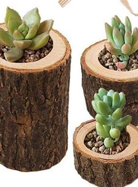4Pcs Natural Tree Stump Candle Holder Wooden Tealight