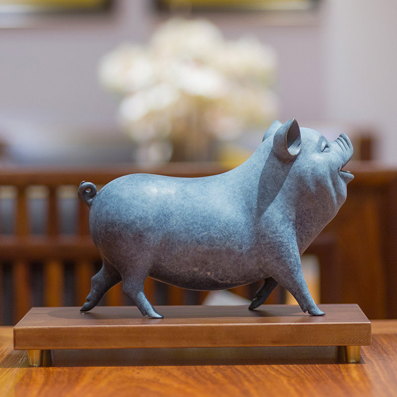 铜韵堂丨彩铜可爱猪中式摆件福气家居装饰客厅酒柜玄关生肖猪礼品,家居饰品,装饰摆件,淘宝优惠券,粉丝福利购,淘宝优惠卷
