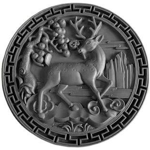 仿古树脂福字大象梅兰竹菊角花仿砖雕影壁墙背景墙墙面装 饰塑料瓦