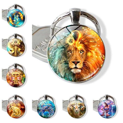 Cute Keychain Zodiac Time Gem Fashion Glass Keychains Key Ri