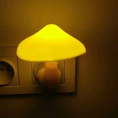 LED Night Light Mushroom Wall Lamp EU Plug Light Control Ind