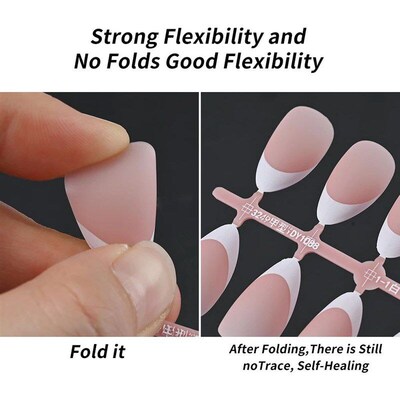 150Pcs Pre-made French False Nails Scarless Coffin Almond Fa